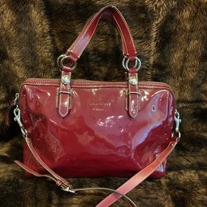 Coach patent leather Nancy satchel red